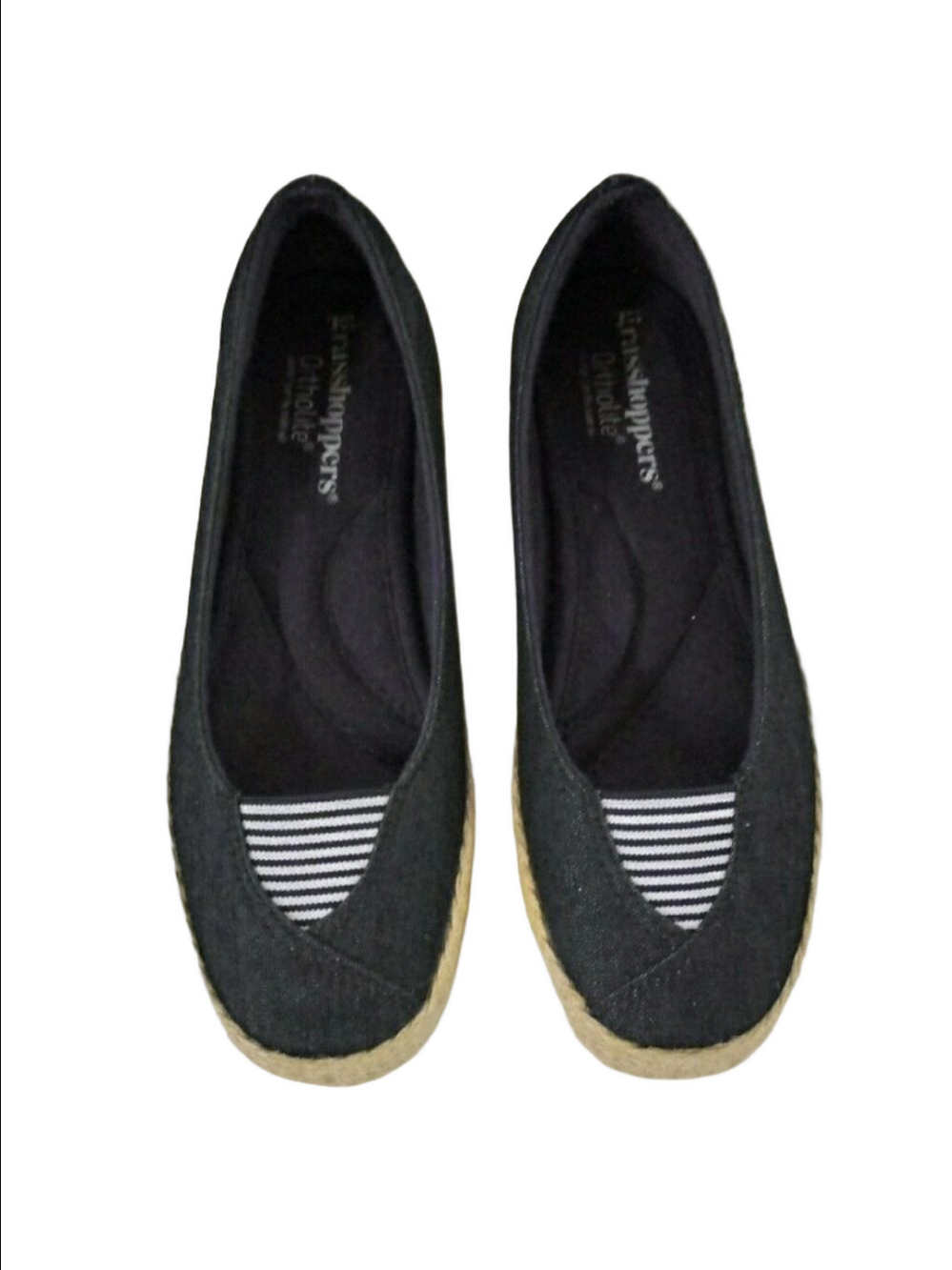 Grasshopper Mooney Ortholite Navy Nautical Canvas Round Toe Espardrille Shoe